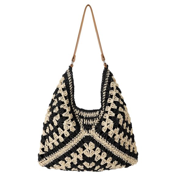 Straw Beach Bag Handmade Woven Beach Bag Summer Shoulder Handbags T_T - Picture 1 of 6